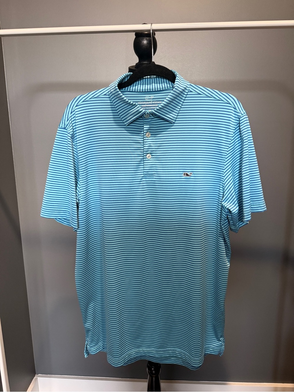 Vineyard Vines Light Blue & dark blue Thin-Stripe Polo - Men's